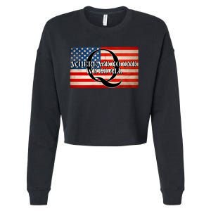 Q Where We Go One We Go All Usa Flag Cropped Pullover Crew