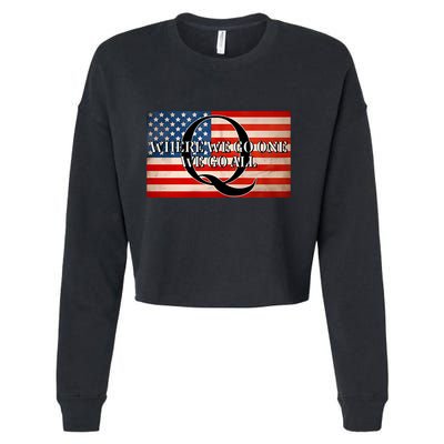Q Where We Go One We Go All Usa Flag Cropped Pullover Crew