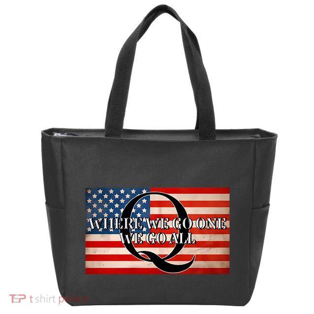 Q Where We Go One We Go All Usa Flag Zip Tote Bag