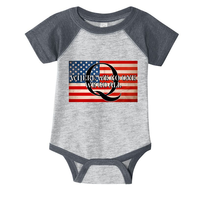 Q Where We Go One We Go All Usa Flag Infant Baby Jersey Bodysuit