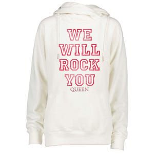 Queen We Will Rock You Pink Funny Gift Womens Funnel Neck Pullover Hood