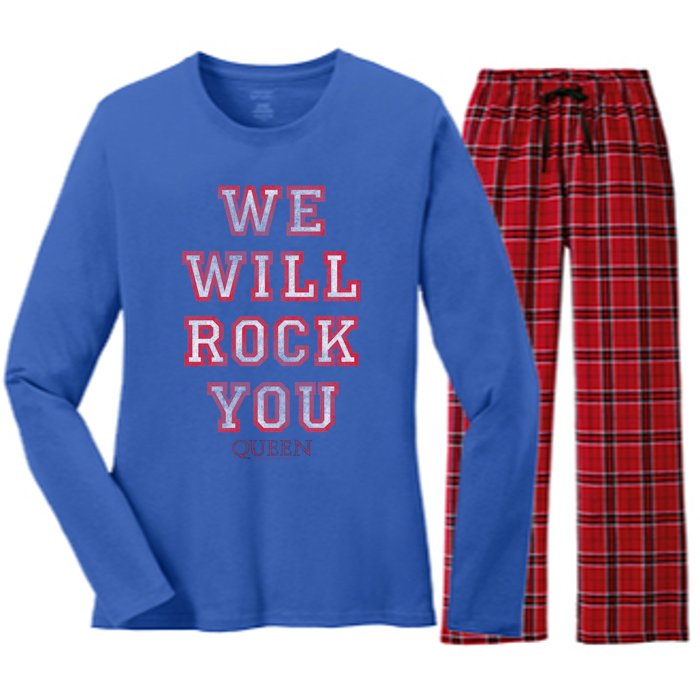 Queen We Will Rock You Pink Funny Gift Women's Long Sleeve Flannel Pajama Set 