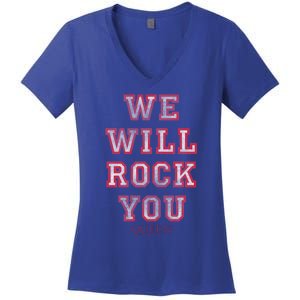 Queen We Will Rock You Pink Funny Gift Women's V-Neck T-Shirt