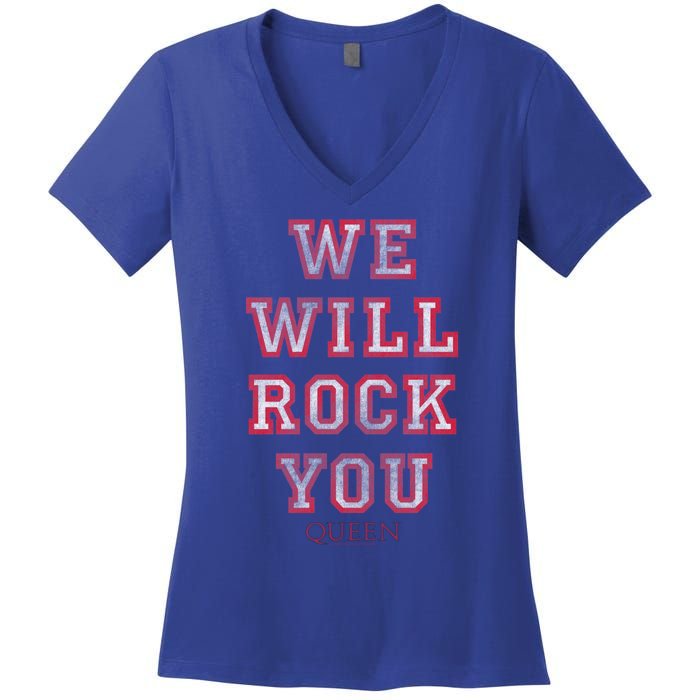 Queen We Will Rock You Pink Funny Gift Women's V-Neck T-Shirt