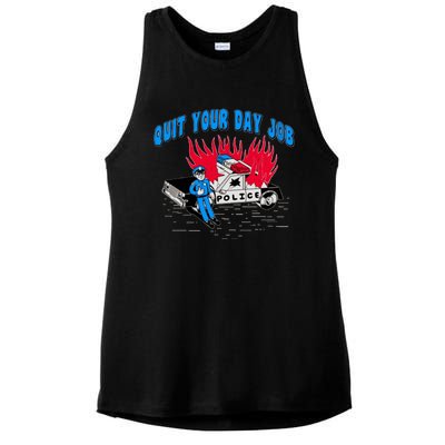 Quit Your Day Job Funny Police Humor Ladies PosiCharge Tri-Blend Wicking Tank