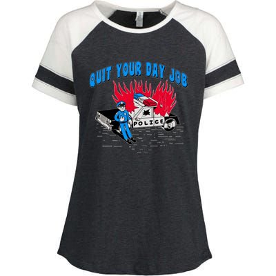 Quit Your Day Job Funny Police Humor Enza Ladies Jersey Colorblock Tee