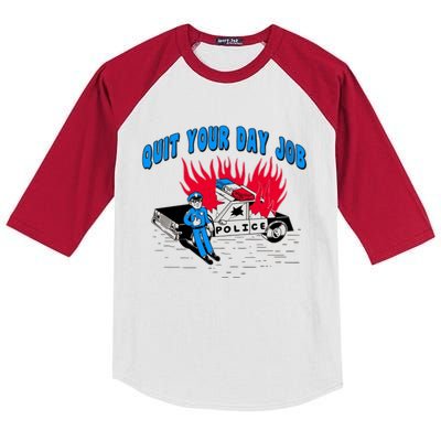 Quit Your Day Job Funny Police Humor Kids Colorblock Raglan Jersey