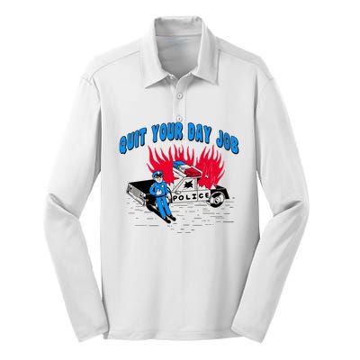 Quit Your Day Job Funny Police Humor Silk Touch Performance Long Sleeve Polo