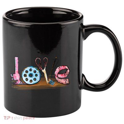 Quilting Yarn Graphic Design Seamstress Sewing Themed Cute Gift 11oz C Handle Ceramic Mug