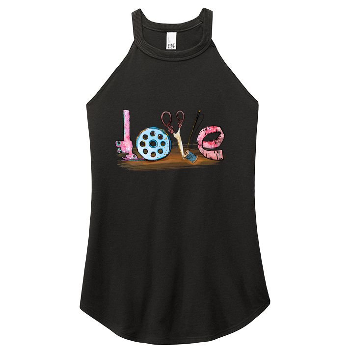 Quilting Yarn Graphic Design Seamstress Sewing Themed Cute Gift Women's Perfect Tri Rocker Tank