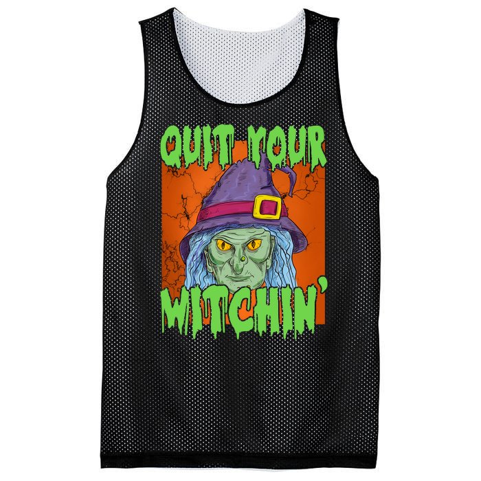 Quit Your Witchin Spooky Halloween Mesh Reversible Basketball Jersey Tank