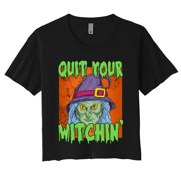 Quit Your Witchin Spooky Halloween Crop Top