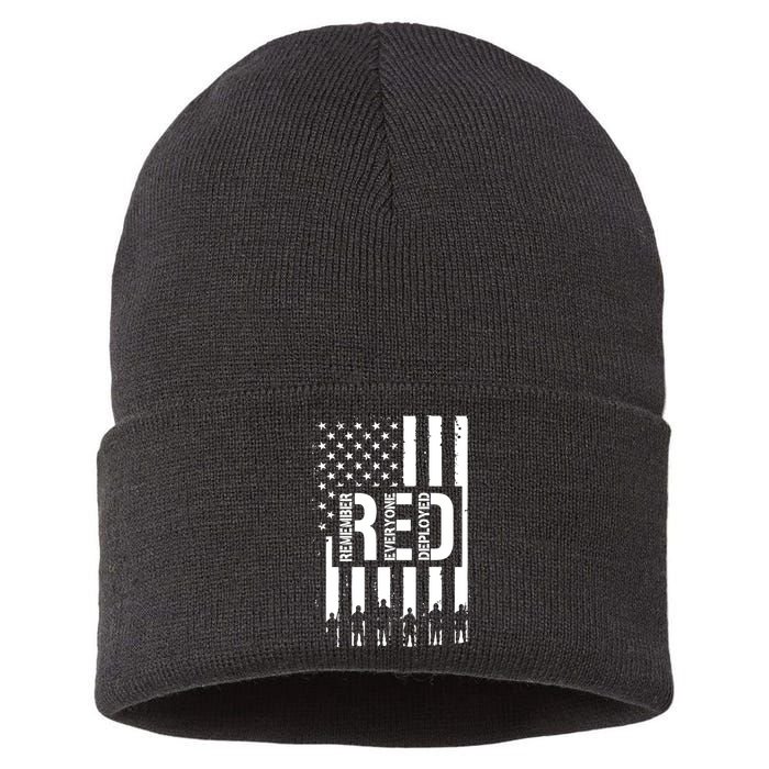 R.E.D Remember Everyone Deployed Red Friday Sustainable Knit Beanie