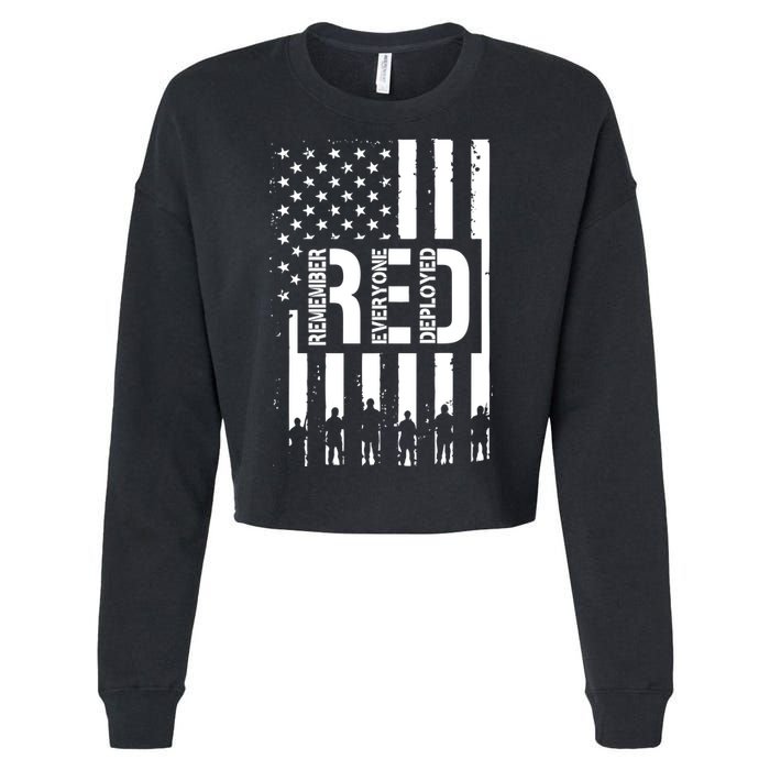R.E.D Remember Everyone Deployed Red Friday Cropped Pullover Crew