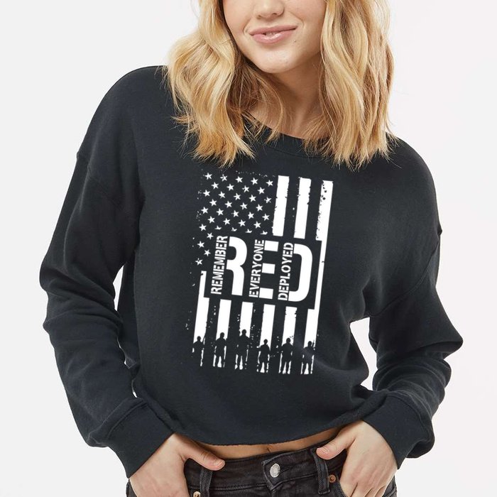 R.E.D Remember Everyone Deployed Red Friday Cropped Pullover Crew