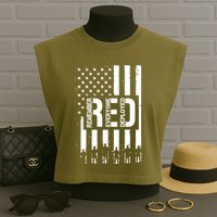 R.E.D Remember Everyone Deployed Red Friday Garment-Dyed Women's Muscle Tee