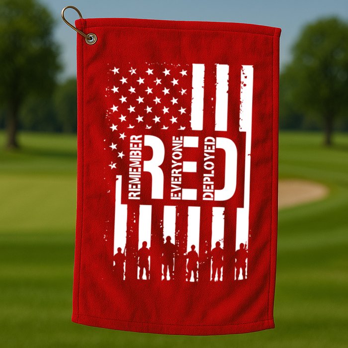 R.E.D Remember Everyone Deployed Red Friday Golf Towel