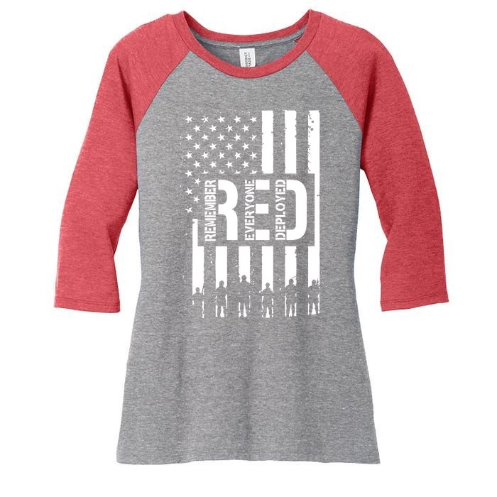 R.E.D Remember Everyone Deployed Red Friday Women's Tri-Blend 3/4-Sleeve Raglan Shirt