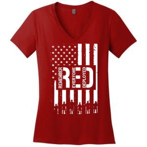 R.E.D Remember Everyone Deployed Red Friday Women's V-Neck T-Shirt