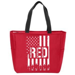 R.E.D Remember Everyone Deployed Red Friday Zip Tote Bag