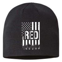 R.E.D Remember Everyone Deployed Red Friday Flag Sustainable Beanie