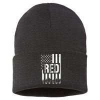 R.E.D Remember Everyone Deployed Red Friday Flag Sustainable Knit Beanie