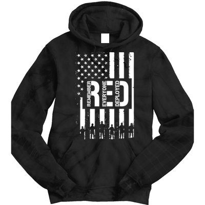 R.E.D Remember Everyone Deployed Red Friday Flag Tie Dye Hoodie