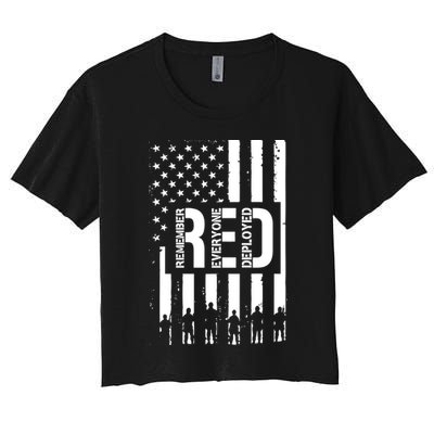 R.E.D Remember Everyone Deployed Red Friday Flag Crop Top