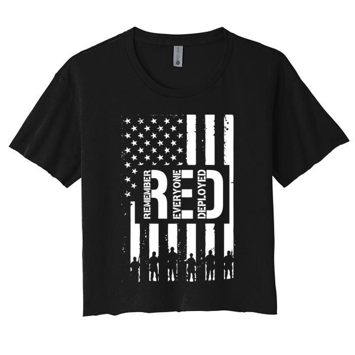 R.E.D Remember Everyone Deployed Red Friday Flag Crop Top