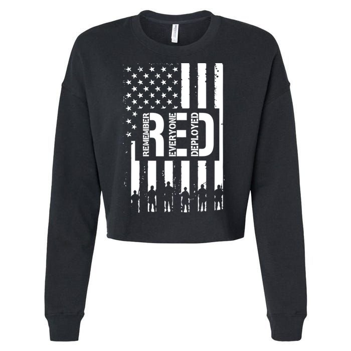 R.E.D Remember Everyone Deployed Red Friday Flag Cropped Pullover Crew