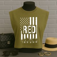R.E.D Remember Everyone Deployed Red Friday Flag Garment-Dyed Women's Muscle Tee