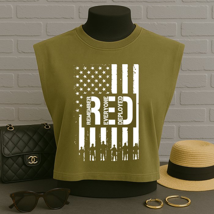 R.E.D Remember Everyone Deployed Red Friday Flag Garment-Dyed Women's Muscle Tee
