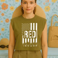 R.E.D Remember Everyone Deployed Red Friday Flag Garment-Dyed Women's Muscle Tee