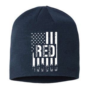 R.E.D Remember Everyone Deployed Red Friday Flag Sustainable Beanie