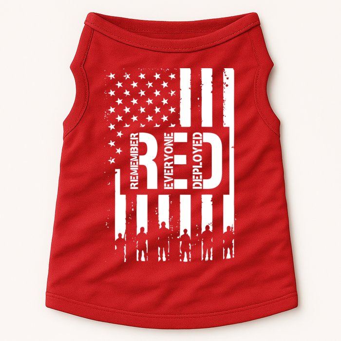 R.E.D Remember Everyone Deployed Red Friday Flag Doggie Tank