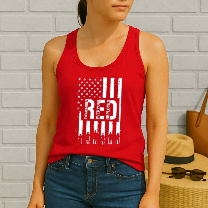R.E.D Remember Everyone Deployed Red Friday Flag Womens Tank Top