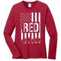 R.E.D Remember Everyone Deployed Red Friday Flag Ladies Long Sleeve Shirt