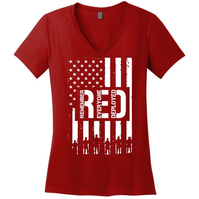 R.E.D Remember Everyone Deployed Red Friday Flag Women's V-Neck T-Shirt