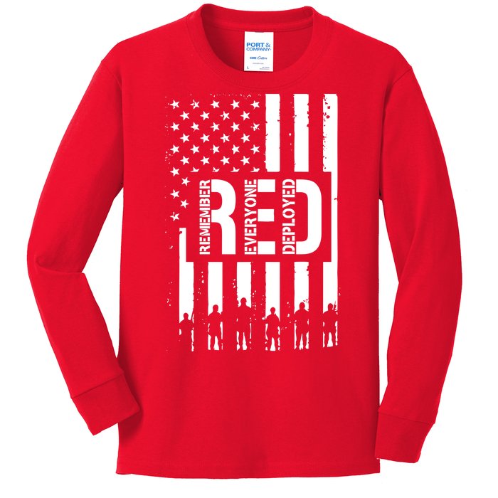 R.E.D Remember Everyone Deployed Red Friday Flag Kids Long Sleeve Shirt