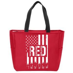 R.E.D Remember Everyone Deployed Red Friday Flag Zip Tote Bag