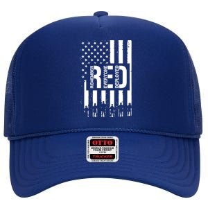 R.E.D Remember Everyone Deployed Red Friday Flag High Crown Mesh Back Trucker Hat