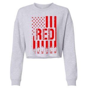 R.E.D Remember Everyone Deployed Red Friday Flag Cropped Pullover Crew