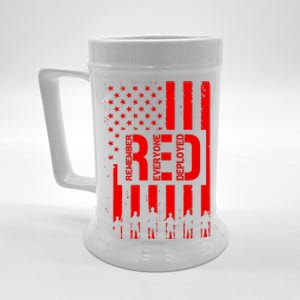 R.E.D Remember Everyone Deployed Red Friday Flag Beer Stein