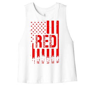 R.E.D Remember Everyone Deployed Red Friday Flag Women's Racerback Cropped Tank