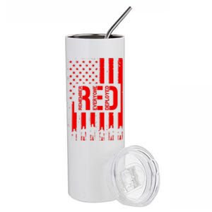 R.E.D Remember Everyone Deployed Red Friday Flag Stainless Steel Tumbler