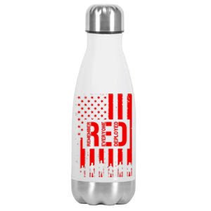 R.E.D Remember Everyone Deployed Red Friday Flag Stainless Steel Insulated Water Bottle