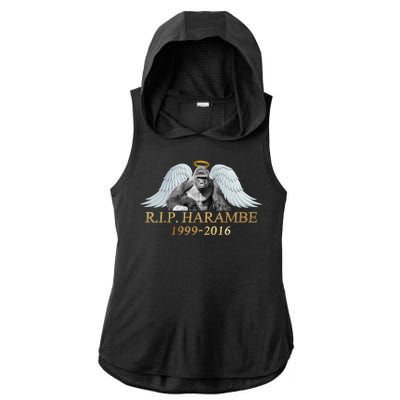 R.I.P. Harambe Our Angel In Heaven 1999-2016 Ladies PosiCharge Tri-Blend Wicking Draft Hoodie Tank