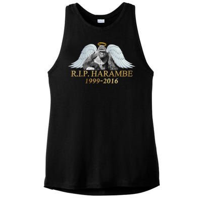 R.I.P. Harambe Our Angel In Heaven 1999-2016 Ladies PosiCharge Tri-Blend Wicking Tank