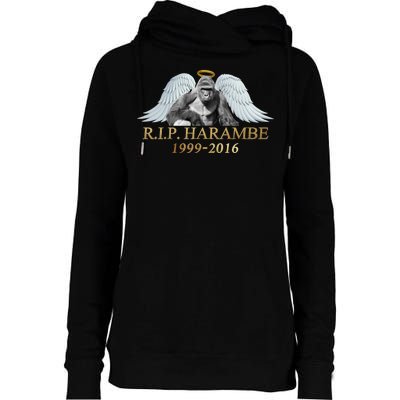 R.I.P. Harambe Our Angel In Heaven 1999-2016 Womens Funnel Neck Pullover Hood