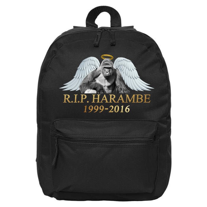 R.I.P. Harambe Our Angel In Heaven 1999-2016 16 in Basic Backpack